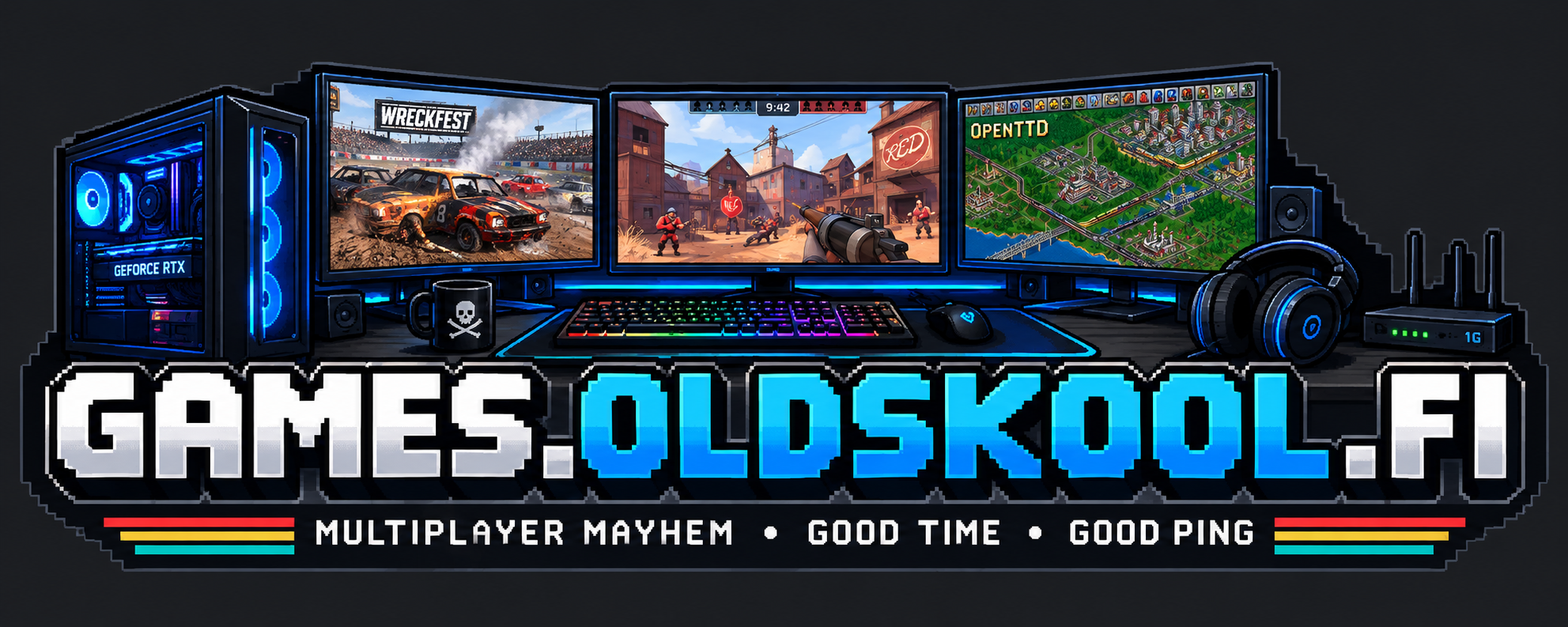 Games.Oldskool.fi — Multiplayer Mayhem, Good Time, Good Ping